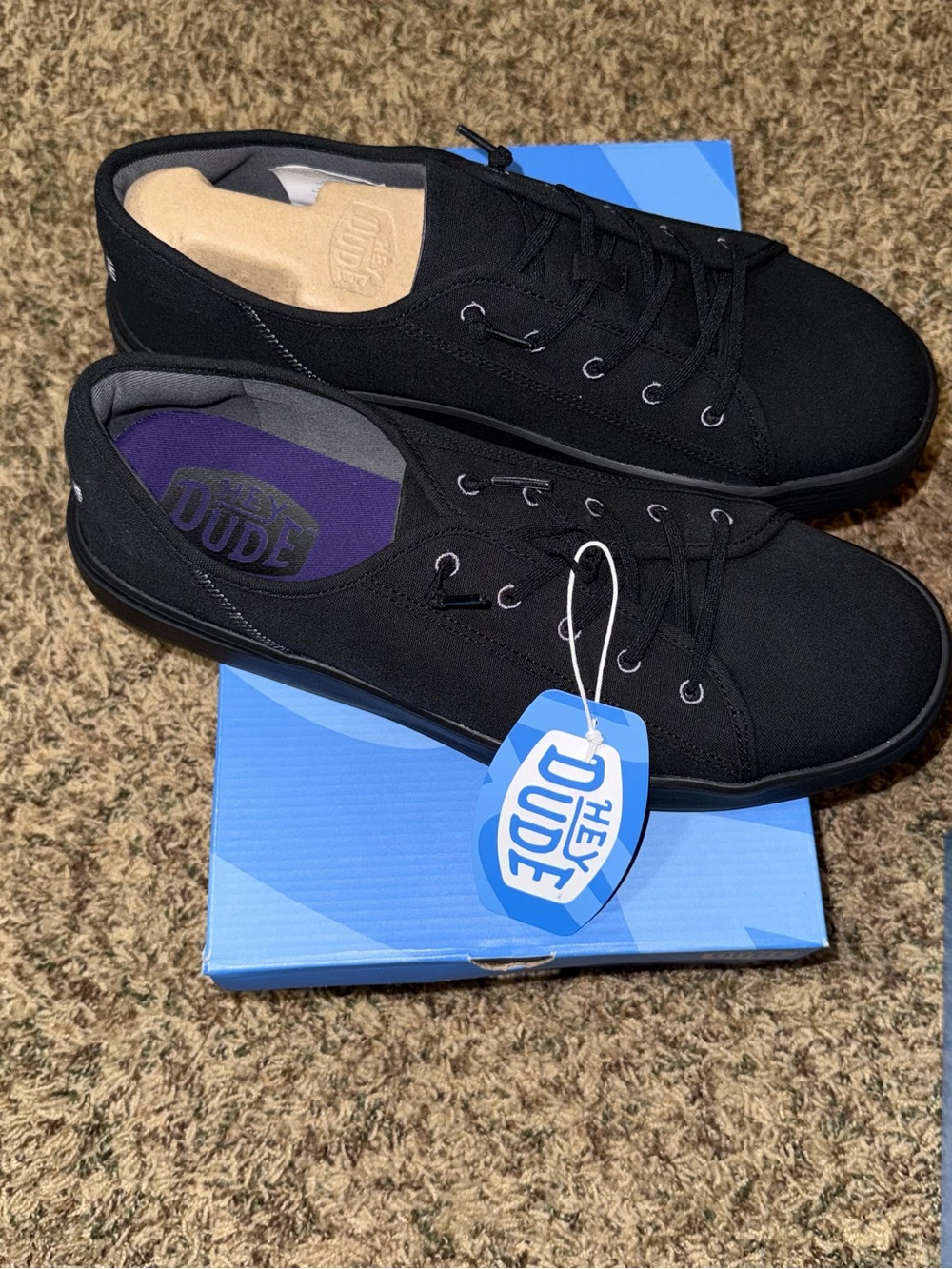 Hey Dude Cody M Canvas Shoes Mens 13 Black Casual Comfort Sneakers New - Picture 2 of 7